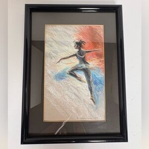 Vintage Framed Ballet Dancer Art Signed